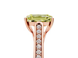 Rose gold Fancy Yellow Emerald Cut Solitaire Cathedral Diamond Engagement Ring with Channel-Set Band and Four-Prong Setting_8