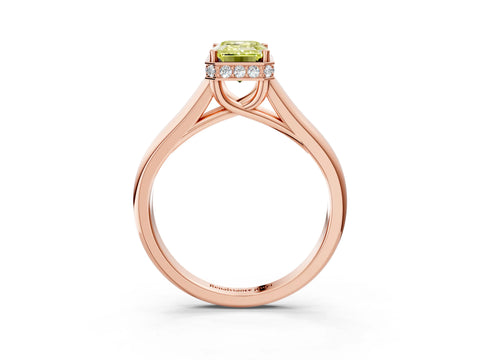 Rose gold Fancy Yellow Emerald Cut Solitaire Diamond Engagement Ring with Four-Prong Setting and Tapered Band_3