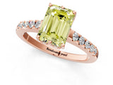 Rose gold Fancy Yellow Emerald Cut Solitaire Diamond Engagement Ring with Pavé Band and Six-Prong Setting_13