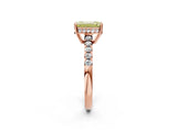 Rose gold Fancy Yellow Emerald Cut Solitaire Diamond Engagement Ring with Pavé Band and Six-Prong Setting_14