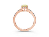 Rose gold Fancy Yellow Emerald Cut Solitaire Diamond Engagement Ring with Pavé Band and Six-Prong Setting_15