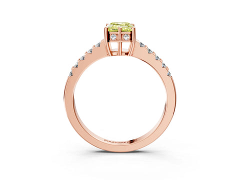 Rose gold Fancy Yellow Emerald Cut Solitaire Diamond Engagement Ring with Pavé Band and Six-Prong Setting_15