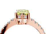 Rose gold Fancy Yellow Emerald Cut Solitaire Diamond Engagement Ring with Pavé Band and Six-Prong Setting_16