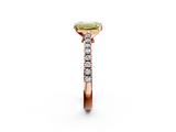 Rose gold Fancy Yellow Emerald  Cut Solitaire Diamond Engagement Ring with Pave Band and Four-Prong Setting_161