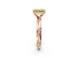 Rose gold Fancy Yellow Emerald Cut Solitaire Diamond Engagement Ring with Twisted Pave Band and Four-Prong Setting_5