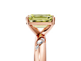 Rose gold Fancy Yellow Emerald Cut Solitaire Diamond Engagement Ring with Twisted Pave Band and Four-Prong Setting_8