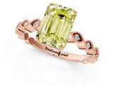 Rose gold Fancy Yellow Emerald Cut Solitaire Diamond Ring with Infinity Twist Band and Four-Prong Setting_1