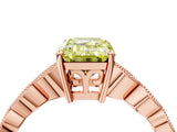 Rose gold Fancy Yellow Emerald Cut Solitaire Diamond Ring with Infinity Twist Band and Four-Prong Setting_4