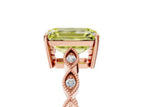 Rose gold Fancy Yellow Emerald Cut Solitaire Diamond Ring with Infinity Twist Band and Four-Prong Setting_5