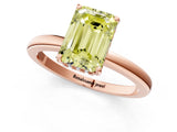 Rose gold Fancy Yellow Emerald Cut Solitaire Diamond Ring with Prong Setting and Plain Band_1