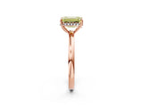 Rose gold Fancy Yellow Emerald Cut Solitaire Diamond Ring with Prong Setting and Plain Band_2