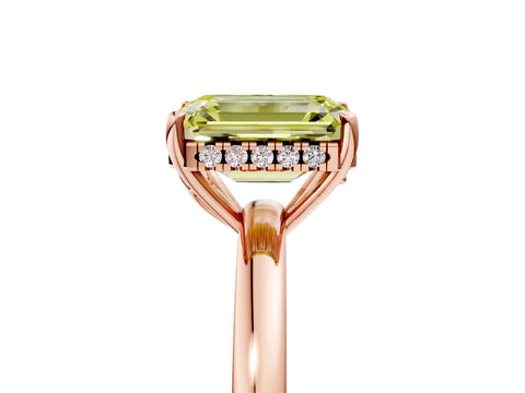 Rose gold Fancy Yellow Emerald Cut Solitaire Diamond Ring with Prong Setting and Plain Band_5