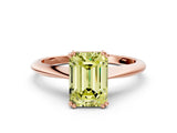 Rose gold Fancy Yellow Emerald Cut Solitaire Diamond Ring with Six-Prong Setting and Classic Band_12