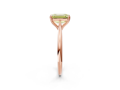 Rose gold Fancy Yellow Emerald Cut Solitaire Diamond Ring with Six-Prong Setting and Classic Band_2