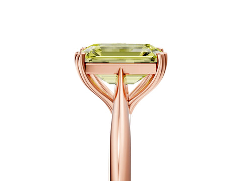 Rose gold Fancy Yellow Emerald Cut Solitaire Diamond Ring with Six-Prong Setting and Classic Band_5