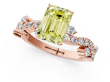 Rose gold Fancy Yellow Emerald  Cut Solitaire Diamond Twisted Band with Pave Setting_72