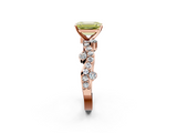 Rose gold Fancy Yellow Emerald  Cut Solitaire Diamond Twisted Band with Pave Setting_73