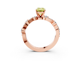 Rose gold Fancy Yellow Emerald  Cut Solitaire Diamond Twisted Band with Pave Setting_74