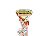 Rose gold Fancy Yellow Emerald  Cut Solitaire Diamond Twisted Band with Pave Setting_76