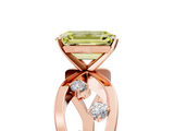 Rose gold Fancy Yellow Emerald  Cut Solitaire Diamond with Side Stones on Criss-Cross Band and Four-Prong Setting_8