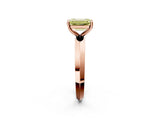 Rose gold Fancy Yellow Emerald  Cut Solitaire Engagement Ring with Flat Band and Four-Prong Setting 2