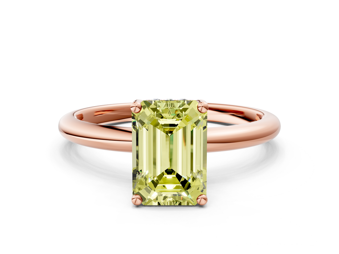 Rose gold Fancy Yellow Emerald  Cut Solitaire Engagement Ring with Four-Prong Setting and Classic Band_20
