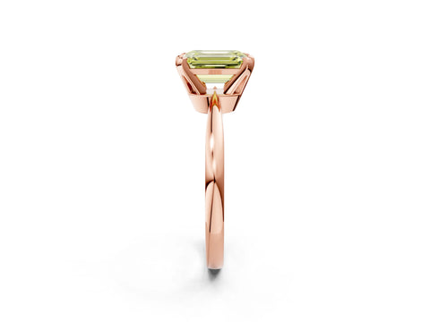 Rose gold Fancy Yellow Emerald Cut Solitaire Engagement Ring with Six-Prong Setting and Tapered Band_2