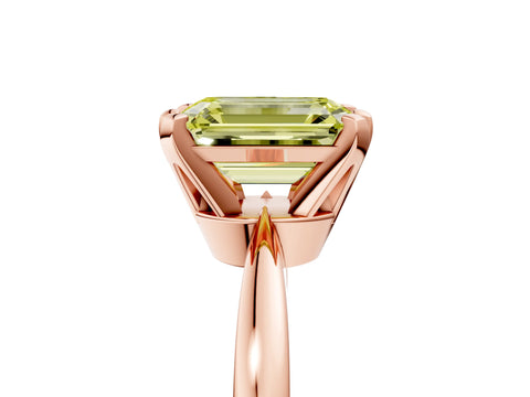 Rose gold Fancy Yellow Emerald Cut Solitaire Engagement Ring with Six-Prong Setting and Tapered Band_5