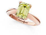 Rose gold Fancy Yellow Emerald  Cut Solitaire Engagement Ring with Tapered Band and Four-Prong Setting 1