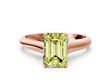 Rose gold Fancy Yellow Emerald Cut Solitaire Engagement Ring with Tapered Band and Four-Prong Setting_3