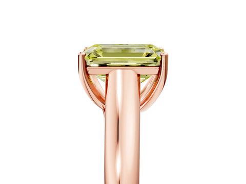 Rose gold Fancy Yellow Emerald Cut Solitaire Engagement Ring with Tapered Band and Four-Prong Setting_8