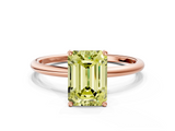 Rose gold Fancy Yellow Emerald  Cut Solitaire Engagement Ring with Thin Band and Four-Prong Setting_3
