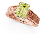 Rose gold Fancy Yellow Emerald  Cut Solitaire Engraved Band with Four-Prong Setting_80