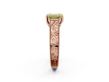 Rose gold Fancy Yellow Emerald  Cut Solitaire Engraved Band with Four-Prong Setting_81