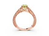 Rose gold Fancy Yellow Emerald  Cut Solitaire Engraved Band with Four-Prong Setting_82