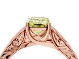 Rose gold Fancy Yellow Emerald  Cut Solitaire Engraved Band with Four-Prong Setting_83