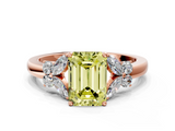 Rose gold Fancy Yellow Emerald  Cut Solitaire Floral Diamond Ring with Four-Prong Setting_68