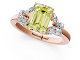 Rose gold Fancy Yellow Emerald  Cut Solitaire Floral Diamond Ring with Four-Prong Setting_69