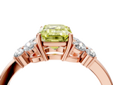 Rose gold Fancy Yellow Emerald  Cut Solitaire Floral Diamond Ring with Four-Prong Setting_72