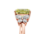 Rose gold Fancy Yellow Emerald  Cut Solitaire Floral Diamond Ring with Four-Prong Setting_73