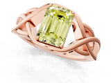 Rose gold Fancy Yellow Emerald Cut Solitaire Intertwined Band Prong Setting Ring_1