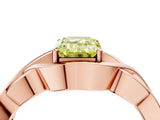 Rose gold Fancy Yellow Emerald Cut Solitaire Intertwined Band Prong Setting Ring_4