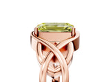 Rose gold Fancy Yellow Emerald Cut Solitaire Intertwined Band Prong Setting Ring_5