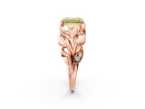 Rose gold Fancy Yellow Emerald Cut Solitaire Leaf-Inspired Engagement Ring with Prong Setting_14