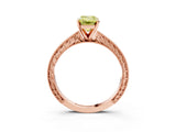Rose gold Fancy Yellow Emerald Cut Solitaire Milgrain Engraved Band with Four-Prong Setting_3