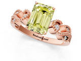Rose gold Fancy Yellow Emerald Cut Solitaire Milgrain Leaf Band with Prong Setting_1