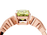 Rose gold Fancy Yellow Emerald Cut Solitaire Milgrain Leaf Band with Prong Setting_4