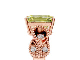 Rose gold Fancy Yellow Emerald Cut Solitaire Milgrain Leaf Band with Prong Setting_5