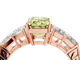 Rose gold Fancy Yellow Emerald Cut Solitaire Princess Side Stone Engraved Band Prong Setting Ring_4