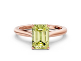 Rose gold Fancy Yellow Emerald  Cut Solitaire Ring with Cathedral Band and Four-Prong Setting_57